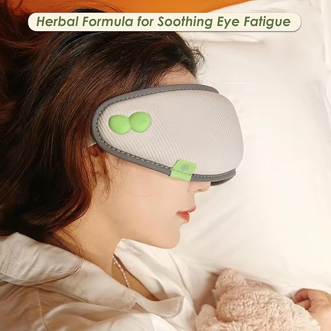 Smart Mugwort Steam Eye Massager with Heat and Cooling, Herbal Relief for Eye Fatigue, Migraines, Dry Eyes, Dark Circles, Rechargeable Heated Eye Mask, Sleep Mask Improve Sleeping Quality