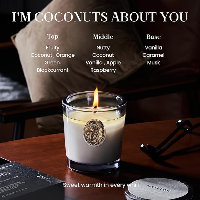M&SENSE Natural Soy Candle | Coconut & Gray | 9.2 oz, 50H Burn Time | Luxury Scented Candle for Relaxation, Gifting, Home Décor | Ideal for Bedroom, Office, Party Ambiance - Bloomnest