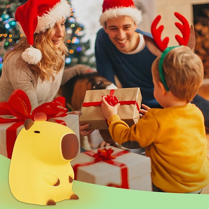 Attivolife Capybara Night Light, Cute Animal Silicone Nightlight with Dimmable & Timer, Portable Rechargeable LED Touch Lamp, Bedroom Table Decor Birthday Present for Boy Girl - Bloomnest