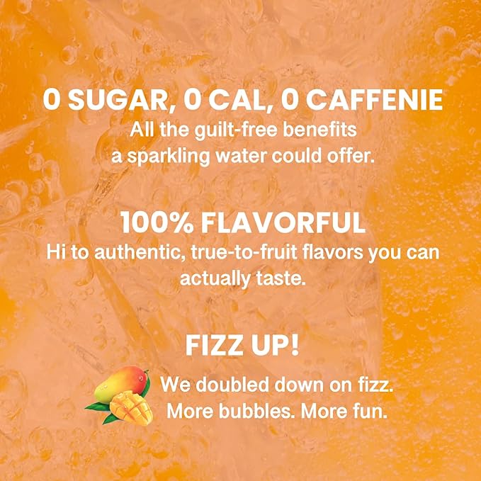 CHI FOREST Mango Sparkling Water Beverage, Zero Sugar Drinks, Zero Artificial Flavor, 11.16 fl oz Cans (Pack of 24) - Bloomnest