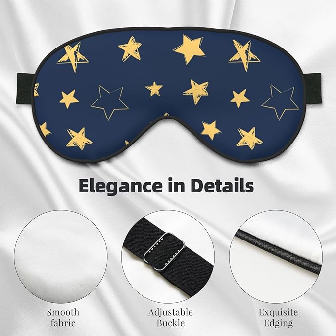 Sleep Eye Mask Doodle Yellow Stars Sleep Mask for Women Men Comfortable Eye Mask with Adjustable Strap Soft Eye Cover Blindfold for Travel Yoga Nap Shift Work - Bloomnest