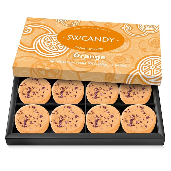 Shower Steamers Aromatherapy Birthday Gifts for Women Travel Essentials, 8 Pcs Orange, Bath Bombs Shower Bombs with Natural Essential Oils, Relaxation Home SPA - Bloomnest