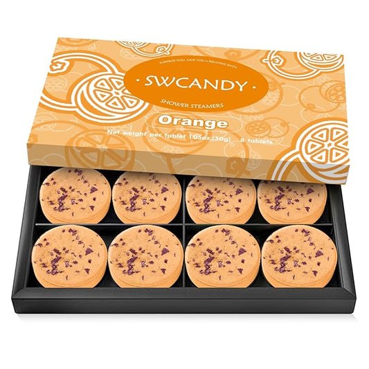 Shower Steamers Aromatherapy Birthday Gifts for Women Travel Essentials, 8 Pcs Orange, Bath Bombs Shower Bombs with Natural Essential Oils, Relaxation Home SPA - Bloomnest