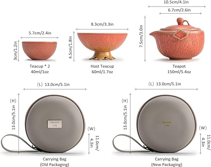 Pomegranate Shape Travel Teapot, Portable Ceramic Tea Set, 1 Pot 3 Mini Cups, Tea Set for One to Three, Tea Gift for Tea Lovers - Bloomnest