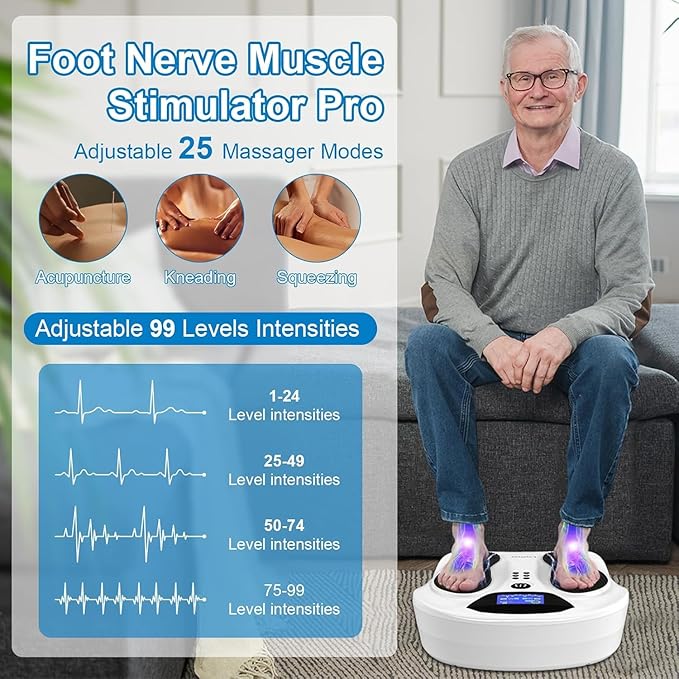 EMS Foot Stimulator Pro +, EMS Foot Massager for Neuropathy Foot Massager for Circulation and Pain Relief with TENS Unit Muscle Stimulator for Feet Body - Bloomnest