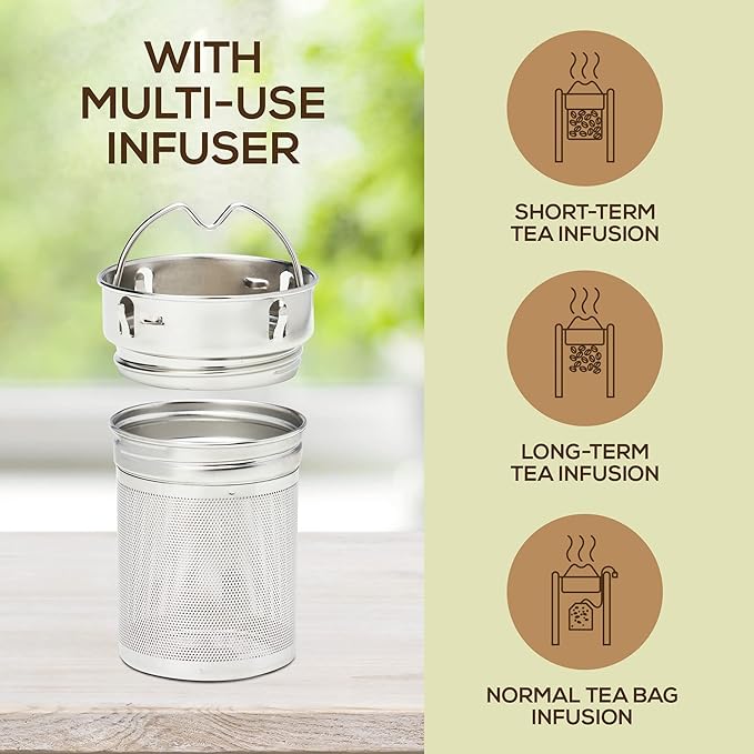 LeafLife Premium Bamboo Tea Bottle for Loose Tea - Tea Infuser Bottle - Tea Gifts - Insulated Water Bottle/Coffee Tumbler/Tea - Tea Gift Set, Tea Accessories - Tea Tumbler 12oz - Bloomnest
