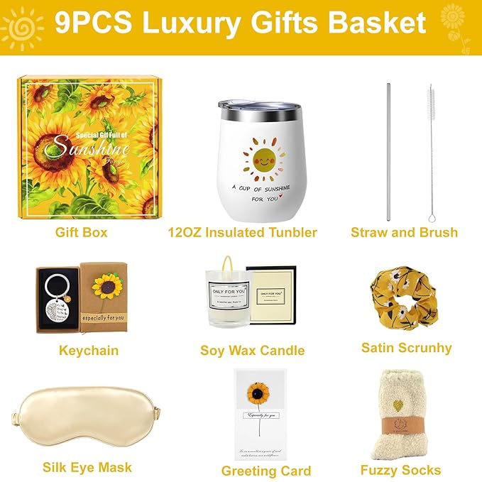 Gifts Baskets for Women,Unique Birthday Valentines Gifts for Her Women, Self Care Gift Get Well Sympathy Inspirational Friendship Gifts for Mom Wife Grandma Sister Girlfriend Valentines Mother's Day - Bloomnest