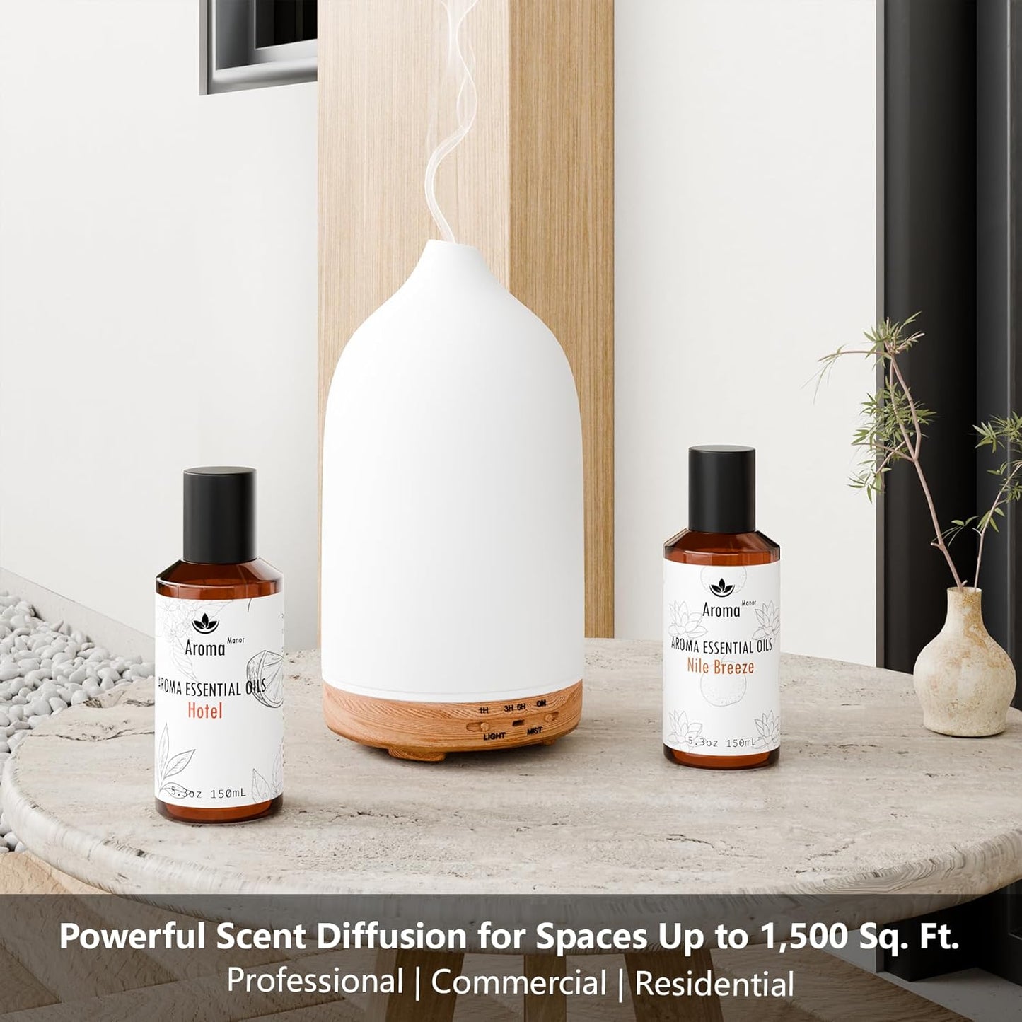 Diffuser Oils Scents - Miami Essential Oil Blend - Luxury Hotel Inspired Home Aromatherapy Diffuser Oil - Pear, Lily of The Valley - for Diffuser, Humidifier, Ultrasonic, Reed - 150ML