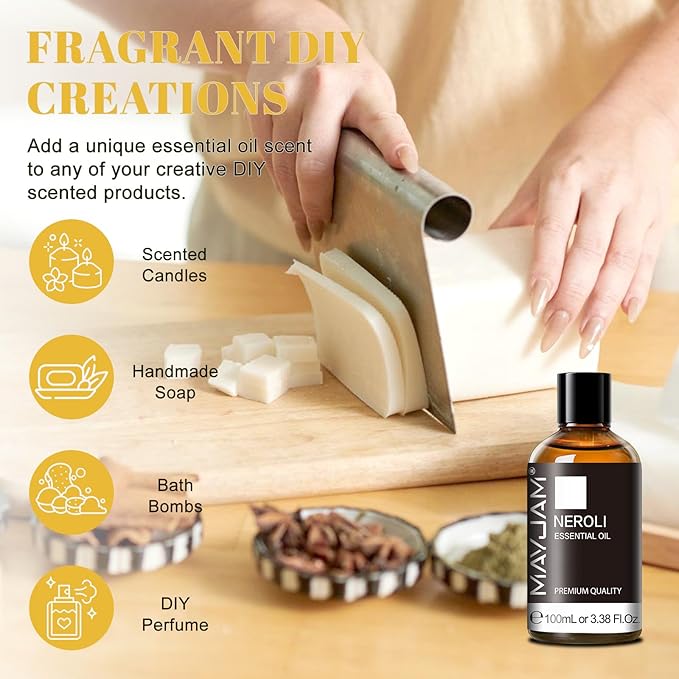 MAYJAM Neroli Essential Oil - Huge 3.38 Fl.oz - Premium Grade Essential Oils for Home Diffusers Skin Care - Neroli Oil for Soap Making Scent - Bloomnest