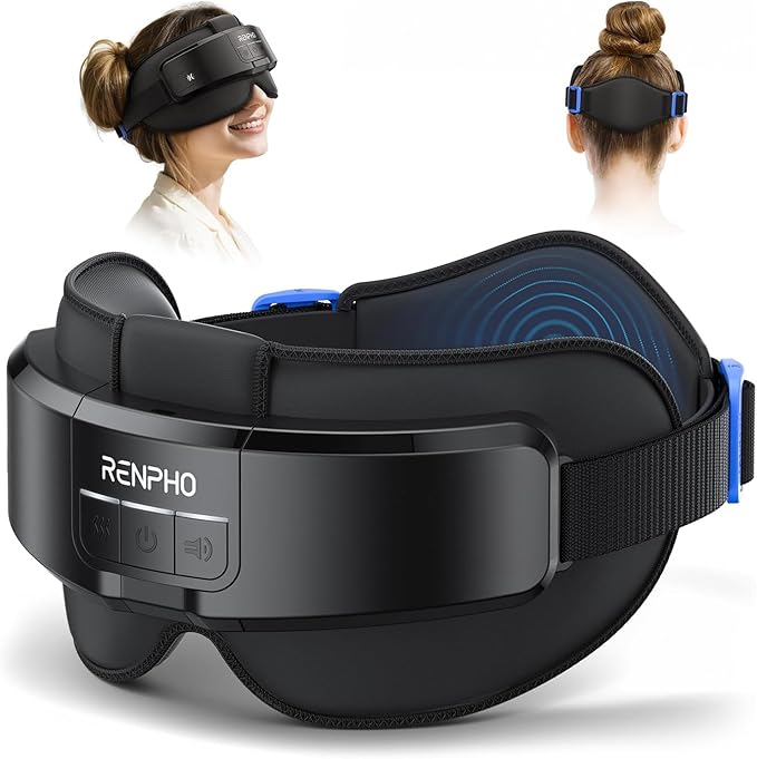 RENPHO Eyeris Masc Head & Eye Massager, FSA Eligible HSA, Birthday Gifts for Women Men, Migraine Relief Headache Massager for Forehead, Occiput and Temple, Heated Mask Massager Scalp Stress Relax RENPHO