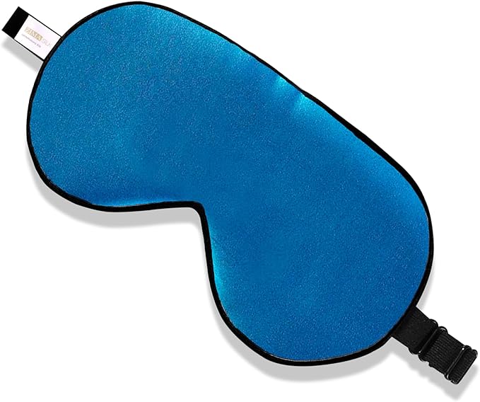 ZIMASILK 100% Natural Silk Sleep Mask Blindfold,Adjustable Super-Smooth Soft Eye Mask for Sleep with Bag (Methyl Blue) - Bloomnest