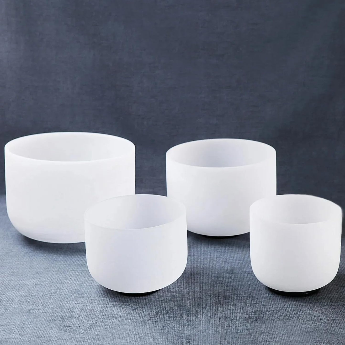 Hye-eun 432hz Crystal Singing Bowl Set 4pcs 6"B 8"G 10"E 12"C Frosted Quartz Sound Bowl with Free Carry Bag Mallets and Rubber for Sound Healing Bath Keep Balance Therapy Meditation Yoga