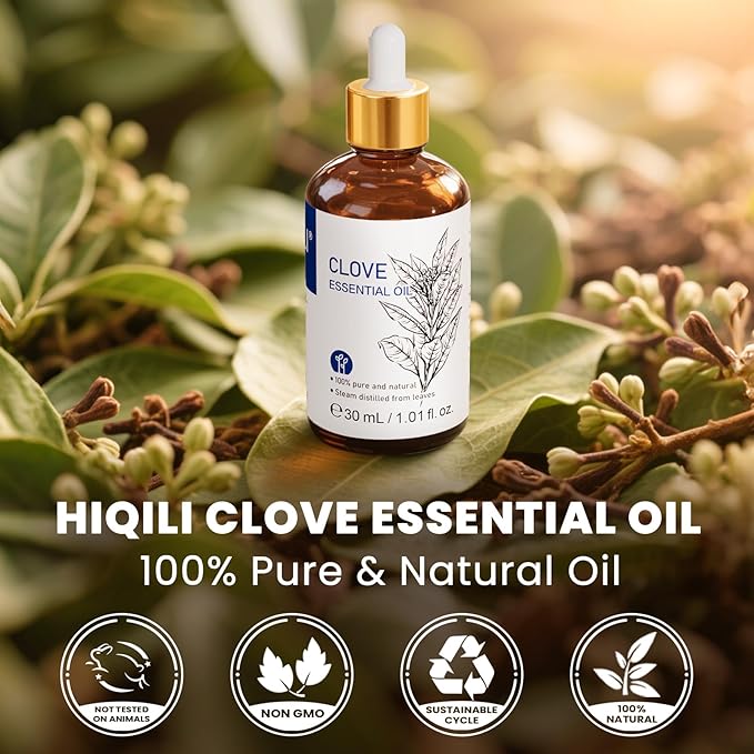 HIQILI 1 Fl Oz Clove Oil for Teeth and Gums, Oral Care, DIY Clean Spray, Aromatherapy, 100% Pure Natural Premium - 30ml - Bloomnest