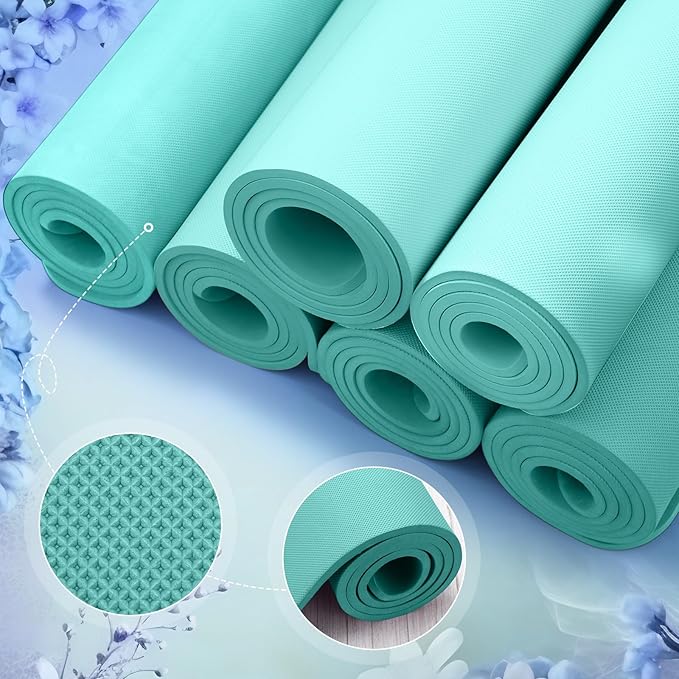 Timgle 6 Pcs 10mm Thick Yoga Mat Bulk, 68 x 24 Inches, Anti-Slip Tear-Resistant Exercise Mat for Adult Fitness, Stretching, Workout and Studio - Bloomnest