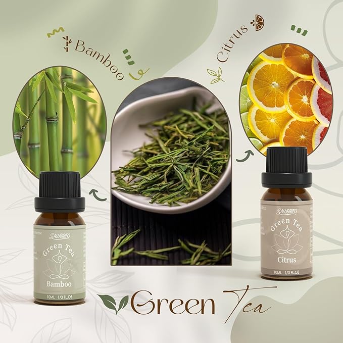 SALUBRITO Zen Fragrance Oil Set, Tea Essential Oil for Diffuser, Candle, Soap Making, White Tea, Black Tea, Green Tea Blended with Rose, Bamboo, Lavender, Sandalwood, Frankincense, Citrus Scented Oil - Bloomnest