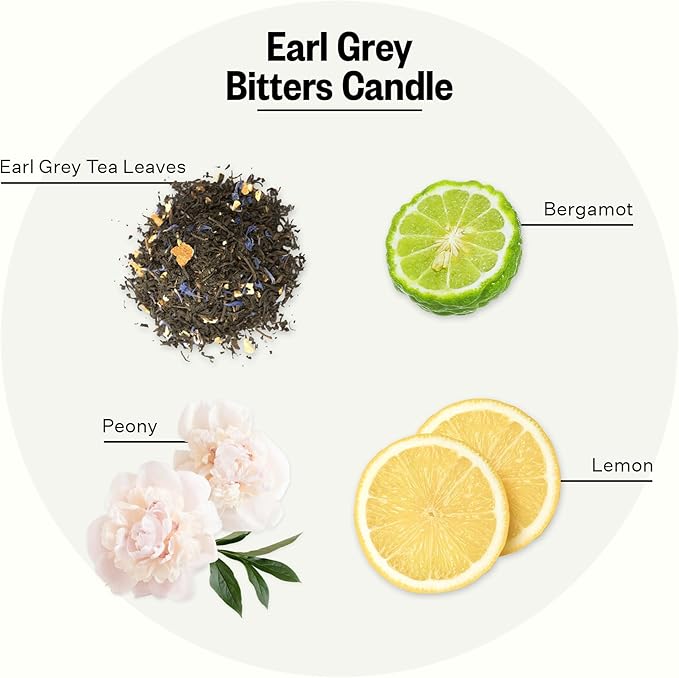 Apotheke Signature Scented Candles for Home, Earl Grey Bitters - 10.5 oz - Soy Wax, Non Toxic, Large Jar White - Luxury Candle Gifts for Women & Men - Bergamot, Peony, and Lemon - Bloomnest
