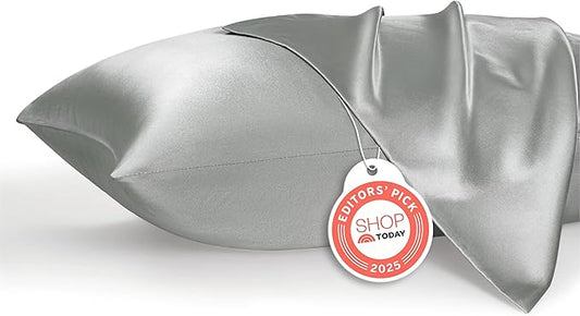 Bedsure Satin Pillowcase 2 Pack Similar to Silk Pillow Cases Standard Size, Pillow Case for Sleeping Women with Envelope Closure, Gifts for Women Men, Silver Grey, 20x26 Inches, 2pcs - Bloomnest