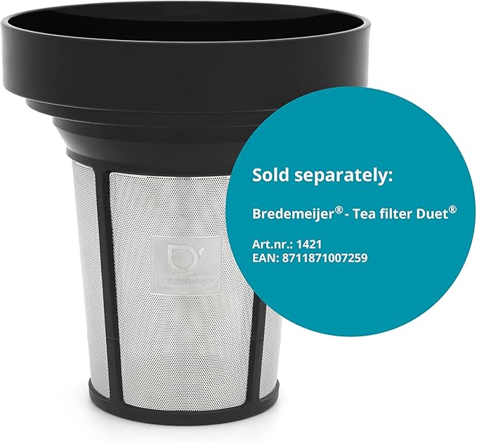 bredemeijer Santhee Double Walled Teapot, 1.0-Liter Stainless Steel Glossy Finish with Glossy Accents