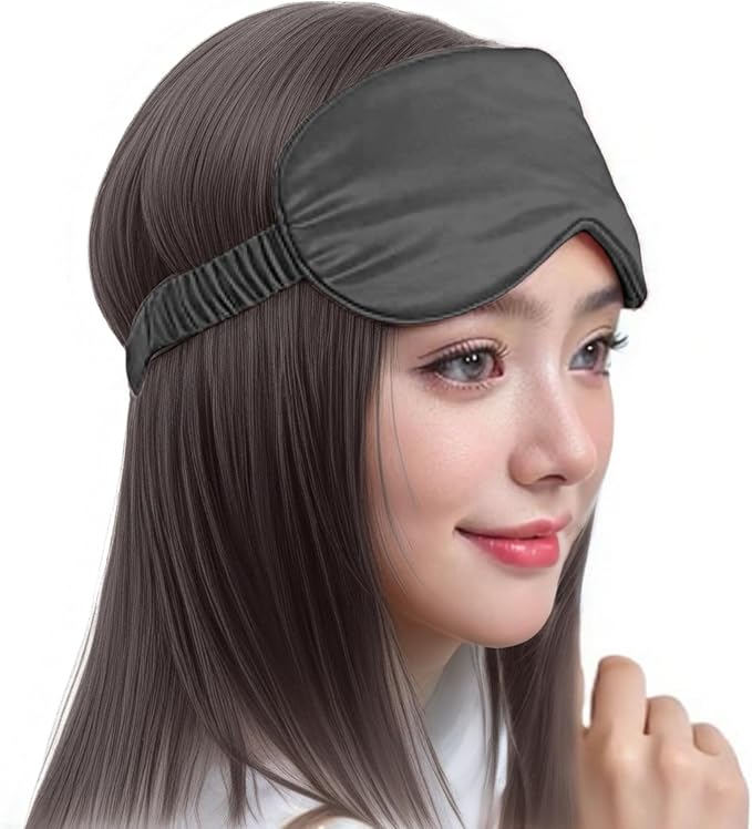 Silk Eye Mask for Sleeping - Satin Eye Cover with Silk Storage Bag Dark_Black 3Pcs Save 20% - Bloomnest