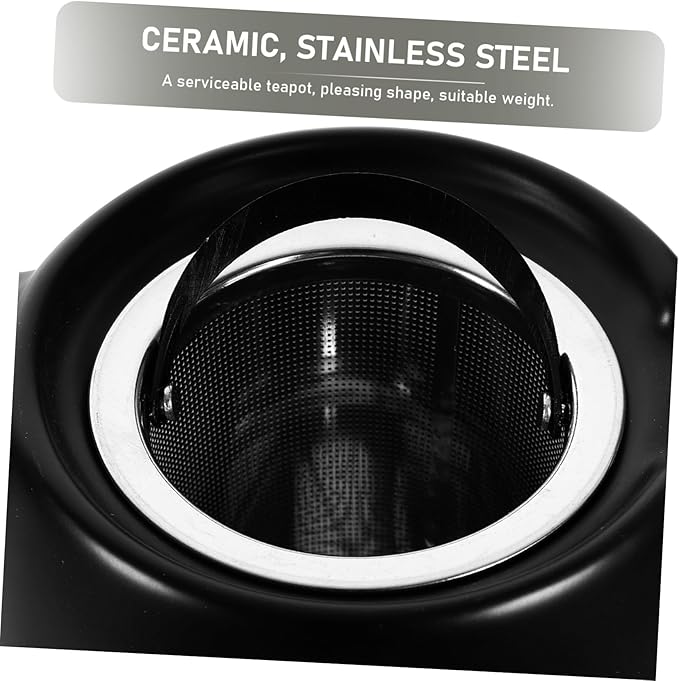 Angoily Ceramic Tea Pot with Strainer for Loose and Flower Tea Small Capacity Kitchen Teapot with Comfortable Handle Easy to Clean and Pour for Home Brewing and Giving