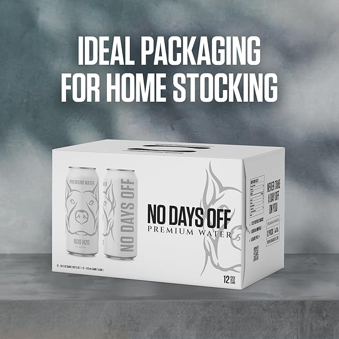 NO DAYS OFF Premium Water - 12 Pack, 16 fl oz, Still - 8.1pH Alkaline Ultra-Purified Reverse Osmosis with Electrolytes & Minerals - Calcium, Magnesium, Potassium - BPA-free 100% Recyclable Cans