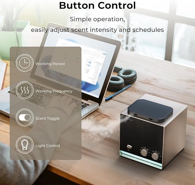 Smart Aroma Dual-Scent Waterless Essential Oil Diffuser, Cold Air Tech Scent Air Machine for 2000 Sq Ft, 2×200ml Hotel Collection Diffuser for Home & Office (Gold Titanium, Two Scents)