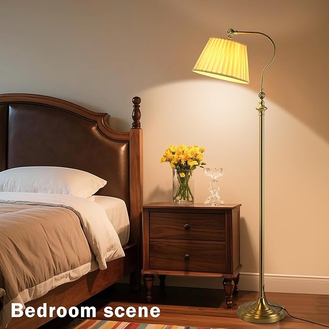 Luxury Gold Floor Lamp with Fabric Shade,Smart Dimmable Standing Light, App-Controlled Adjustable Brightness,3 Color Modes for Bedroom,Study,farmhouse,office,Living Room, Mid Century Modern Boho Decor