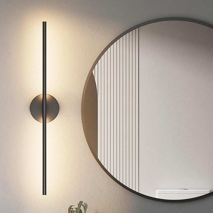 Black Wall Sconce for Bathroom 28In Hardwired Vanity Light Fixture 3000K Indoor Bathroom Sconce Over Mirror 360° Rotate for Living Room - Bloomnest