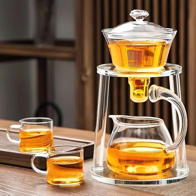 Semi Automatic Tea Set, Lazy Kungfu Tea Set, Lazy Kung Fu Drip Teapot, Magnetic Tea Pot With Magnetic Ball, Heat Resistant Gongfu Glass Teapot Set, Gift For Fathers Day, Thanksgiving Birthdays - Bloomnest