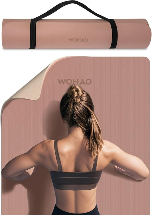 Extra Thick 8mm Yoga Mat, 72"x28" Non Slip Exercise Mat, Reversible 2-Sided Dual Color Premium POE Material, with Carrying Strap for Yoga, Pilates, Home Gym - Bloomnest