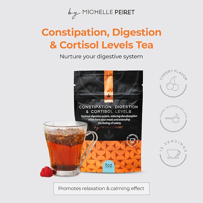 Michelle Peiret Constipation Relief Tea, Natural Constipation Relief for Women, Digestive Tea, Cherry Flavored, 15 Servings - Bloomnest