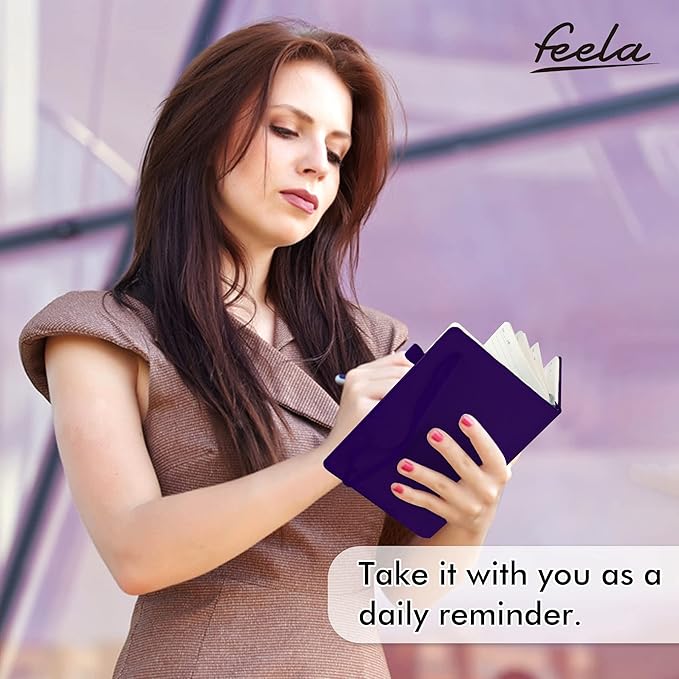 feela 24 Pack Journal Notebook Bulk for Work, Business Notebook Hardcover Lined Writing Journal with Pen Holder for Men Women Note Taking, with 24 Black Pens, 120 GSM, 5.1”x8.3”, A5, Purple - Bloomnest