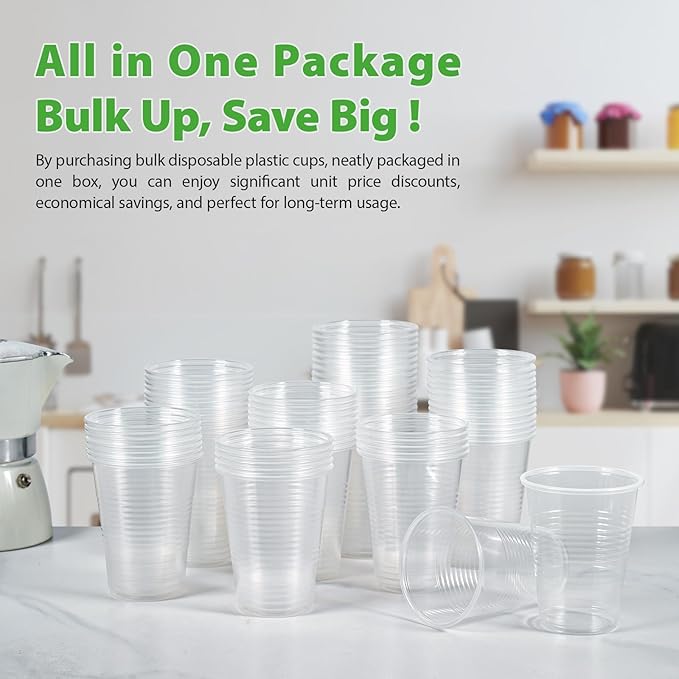 Lilymicky 1000 PACK 7 oz Clear Plastic Cups, 7 Ounce Disposable Drinking Cups for Birthday Parties, Picnics, Ceremonies, and any Events - Bloomnest