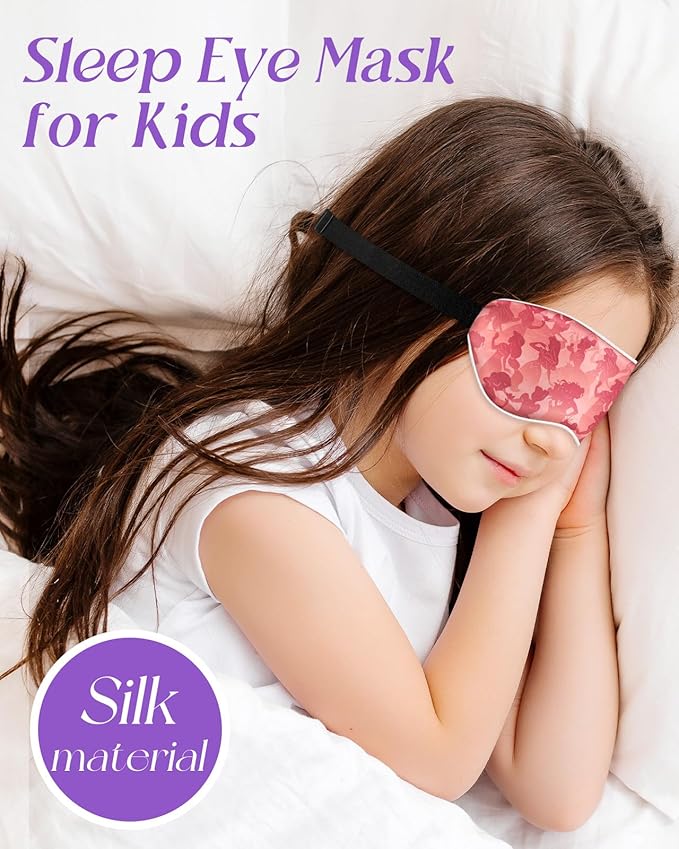Silk Sleep Mask for Kids - Cute Cartoon Eye Cover for Boys Girls Teens With Soft Smooth Adjustable Straps, Princess Shadow - Bloomnest