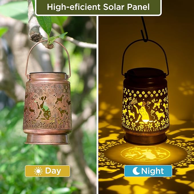 Solar Dog Lantern Gifts, Solar Hanging Lanterns Waterproof, Dog Lover Gifts for Christmas,Mother Day,hanksgiving Day - Bloomnest