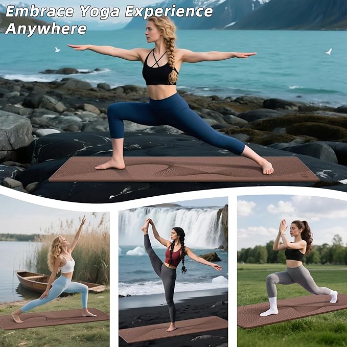 ILILI Yoga Mat, 72x25×0.3 Inch, Non-Slip, TPE Exercise Mat, Tear-Resistant, Fitness Yoga Mat with Carrying Strap, Ideal for Yoga, Pilates, Home Workouts, Stretching & All Fitness Routines