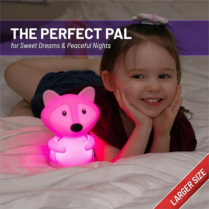 Lumipets Fiona The Fox Squishy Night Light for Kids | Silicone Mood Lamp with Tap & Remote Control | Rechargeable Color Changing Animal NightLight for Boys & Girls | Portable Nightlight with USB Cord - Bloomnest