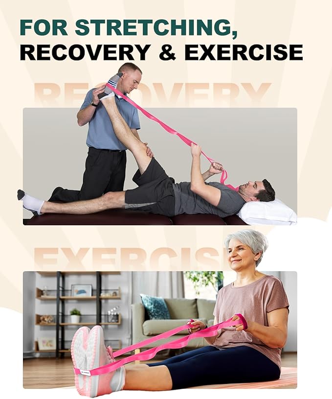 Trideer Stretching Strap Yoga Strap Physical Therapy for Home Workout, Exercise, Pilates and Gymnastics, 10 Loops Non-Elastic Stretch Bands with Aesthetic Packaging for Women & Men - Bloomnest