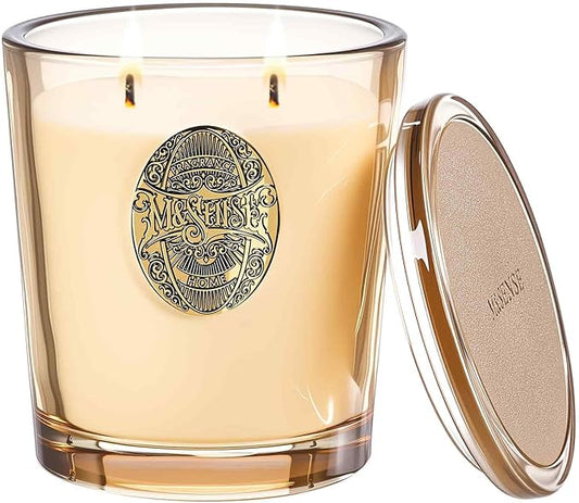M&SENSE Large Two-Wick Soy Candle | Banana Leaf & Gold | 19.8 oz, 120H Burn Time | Luxury Scented Candle for Relaxation, Gifting, Home Décor | Ideal for Bedroom, Office, Party Ambiance - Bloomnest