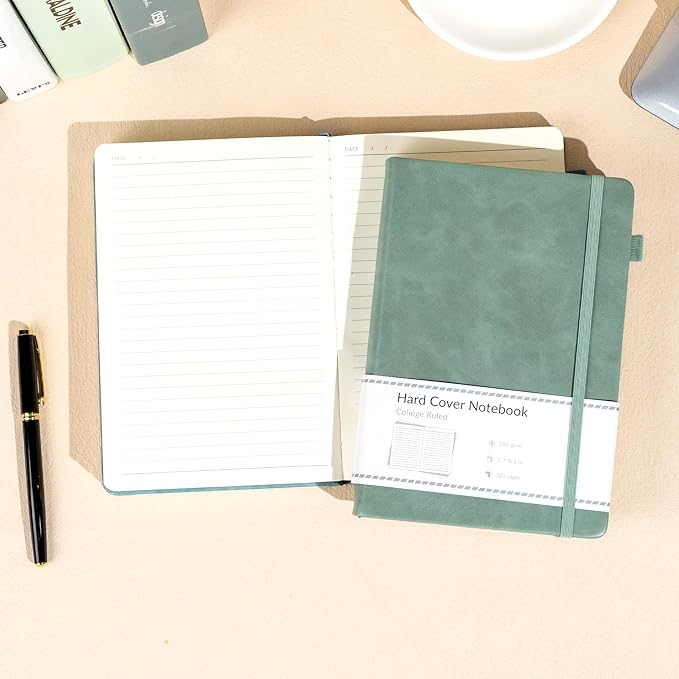 CAGIE 2 Pack Journal for Women Men 320 Pages 100 Gsm Paper Thick Journaling Notebooks A5 Leather Lined Journals for Writing Hardcover Journal Notebook Diary, Green - Bloomnest
