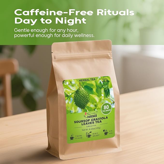 FullChea - Soursop Leaves Tea Bags, 80 Counts - Premium Hojas De Guanabana Tea - Non-GMO - Caffeine-free - Improve Digestion, Support Skin & Sleep - Bloomnest