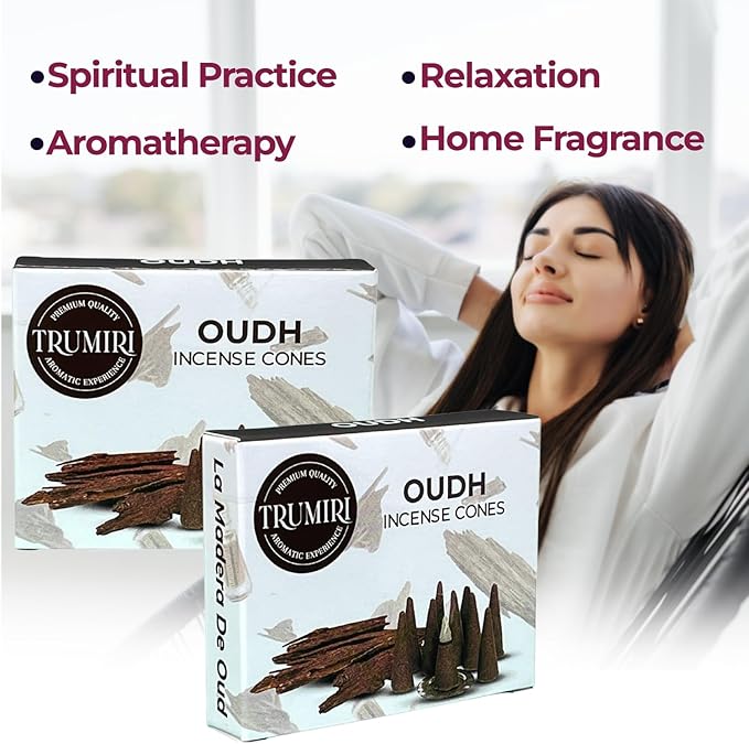 TRUMIRI Oud Incense Cones - Total 20 Cone Incense - Dual Pack of 10 Insence Cones - Incense Cones Scented - Cone Incense Scents - Insense Cones - Incent Cone TRUMIRI