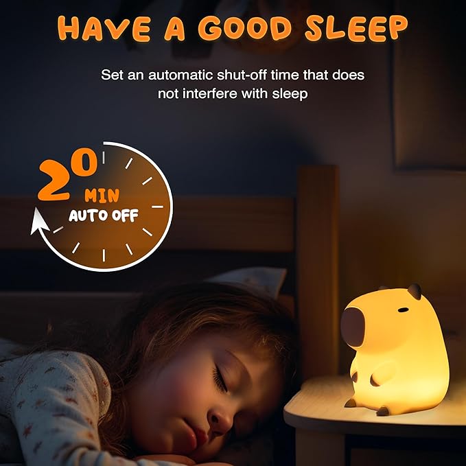 UNEEDE Cute Capybara Night Light, Novelty Animal Silicone Nursery Night Light Rechargeable Table Bedside Lamp with Touch Sensor for Bedroom Living Room Squishy Capybara Stuff Boys Girls Gifts - Bloomnest