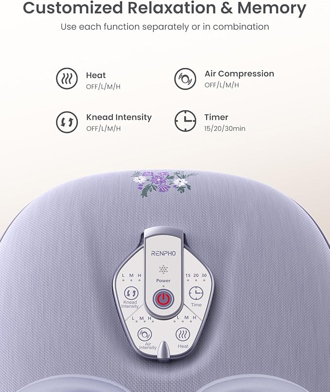 RENPHO Foot Massager Machine with Heat [2026 Upgraded], Shiatsu Foot Massager for Plantar Fasciitis, Birthday Gifts for Women, Wireless Control, Best Gifts for Women/Mom/Wife, PU