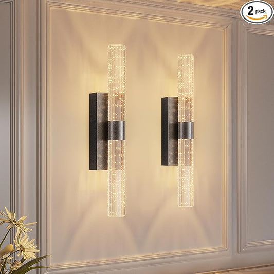 camuucci Battery Operated Black Wall Sconces Set of 2 Rechargeable Battery Powered Wall Light with 12000mAh Indoor Not Hardwired Dimmable Wall Lamp Fixtures for Bedroom Living Room 20.9 Inches - Bloomnest