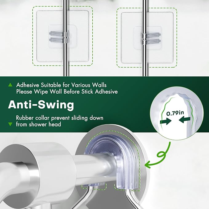 Stainless Steel Shower Caddy Hanging for Handheld Shower Heads,Rustproof Hose Shower Organizer Adjustable Length Shower Rack with 24 Hooks,Razor Holder,Soap Holder - Bloomnest