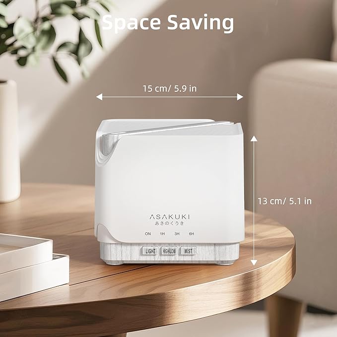 ASAKUKI 700 ml Premium Essential Oil Diffuser, 5 in 1 Ultrasonic Aromatherapy Fragrant Oil Vaporizer Humidifier, Timer and Auto-Off Safety Switch, 7 LED Light Colors - Bloomnest