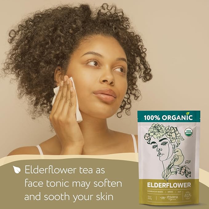 Elderflower Tea (10oz.) - Organic Dried Elderflowers - Elder Flowers Dried Herbs, Te de Sauco, Flor De Sauco Organico - Respiratory Tea - Great for Allergy - Bloomnest