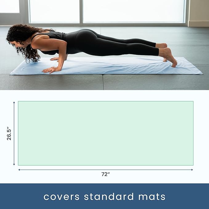 S&T INC. Yoga Mat Towel, Quick Dry Towel, Soft and Absorbent for Gym, Pilates, and Hot Yoga Mat, 2 Pack, 26.5 inches x 72 inches, Microfiber, Blue & Sage Green - Bloomnest