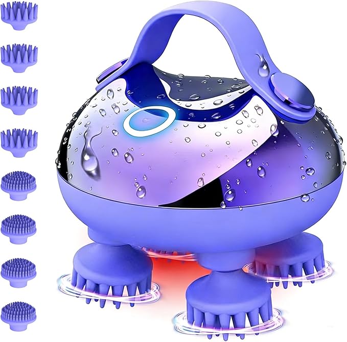 Scalp Massager Electric, Portable Scalp Massager Tool, Waterproof Head Massage Stress Relax, Hair Massagers with 3 Speed Modes & 8 Massage Claws Viuyougor